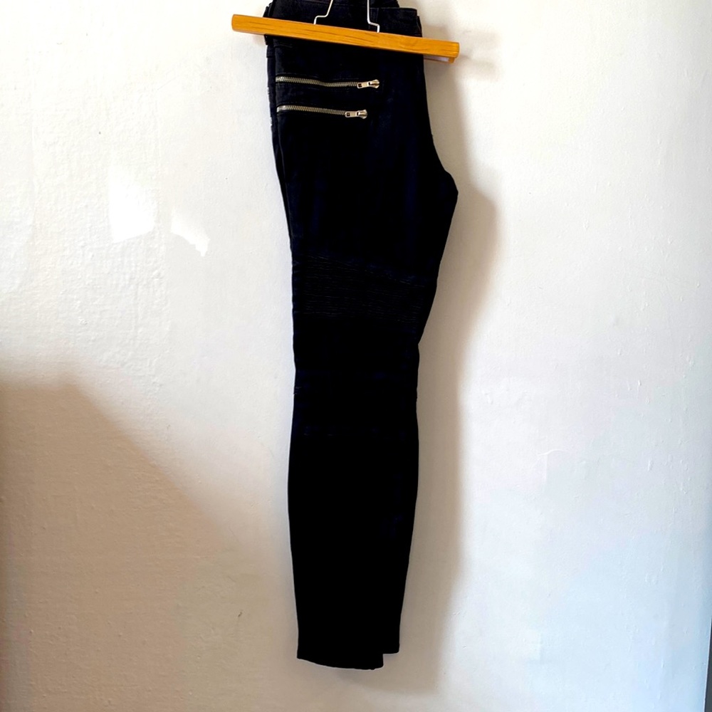 Zara Woman Premium Motorcycle Style Black Jeans Size 6 38